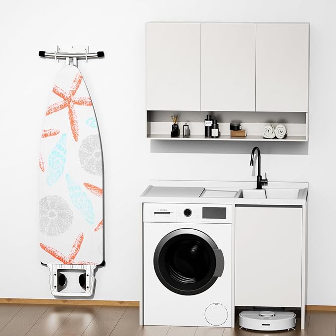 ORLESS Ironing Board Holder Wall Mount, Ironing Board Hanger, Iron Board Holder, Small Y or T Leg Iron Board Hook Wall Mount for Laundry Rooms, 6 Inch(White)