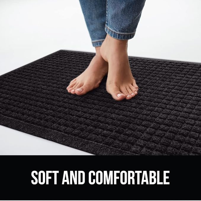 GORILLA GRIP Front Door Mat, 72x24, Indoor Outdoor Ultra Absorbent HydroAbsorb Doormat, Absorbs Up to 2.75 Cups of Water, Stain and Fade Resistant, Rubber Backing Doormats, Captures Dirt, Black