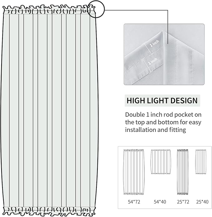 DWCN French Door Curtains – Rod Pocket Thermal Blackout Curtain for Doors with Glass Window, Kitchen and Patio Doors for Privacy, 54 X 72 Inches Long, 1 Curtain Panel with Tieback, Greyish White