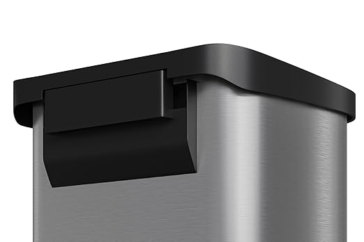 Garvee 21 Gallon / 80 Liter Stainless Steel Trash Can with Lid, Large Garbage Can for Kitchen, Rustproof Step-on Kitchen Metal Trash Bin with Liner Rim, Rear Handle, Soft Close Plastic Lid, Silver