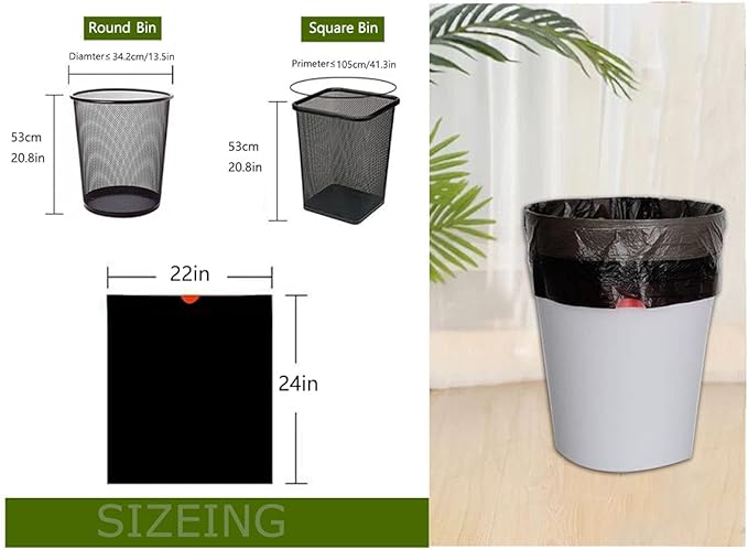 Feisco 8 Gallon Black Trash Bag,30L Drawstring Garbage Bag Trash Can Liner,90 Counts,0.9 Mil (8 Gallon, Black)
