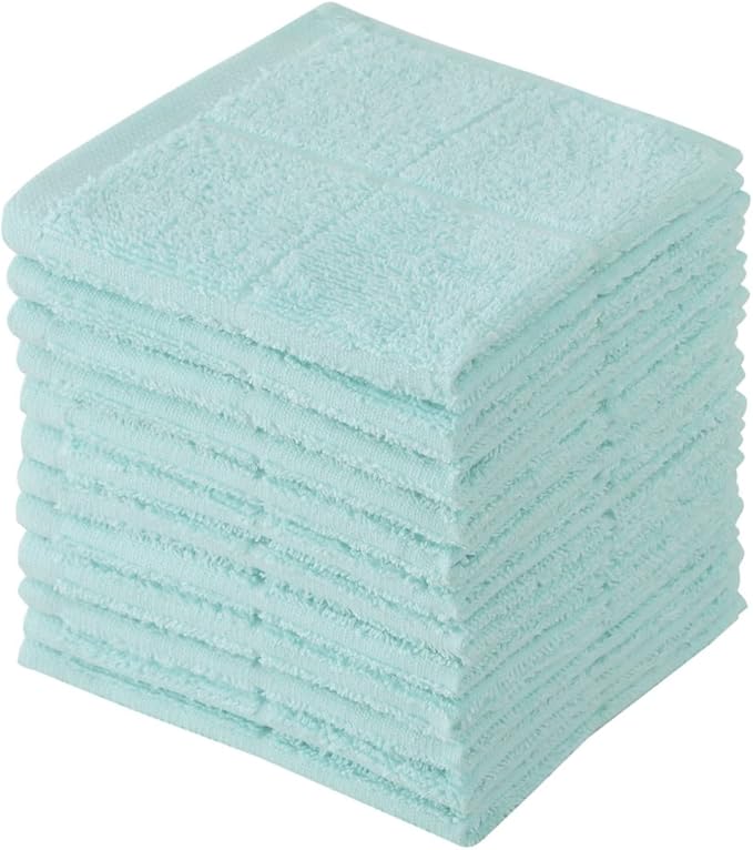 Glynniss Dishcloths Kitchen Highly Absorbent Dish Rags 100% Cotton Dish Cloths for Washing Dishes (Aqua Sky)