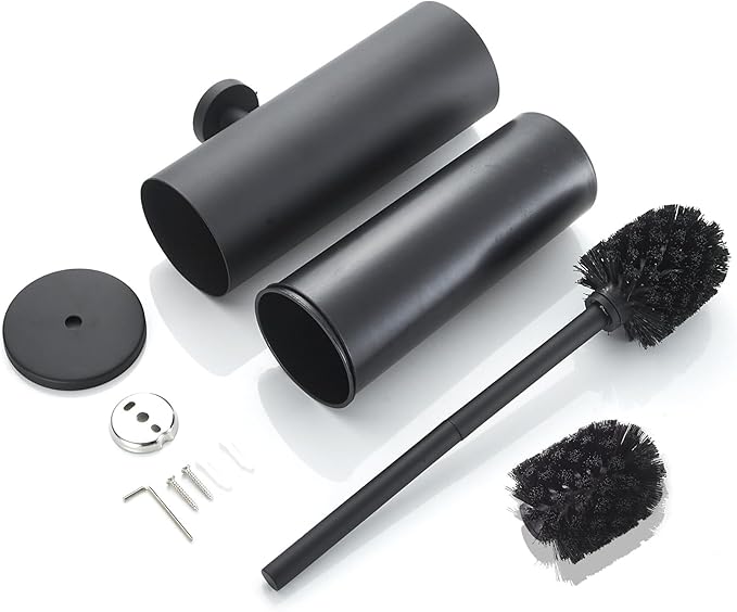 Toilet Brush and Holder Matte Black Toilet Bowl Brush Wall Mounted Toilet Brush with Lid