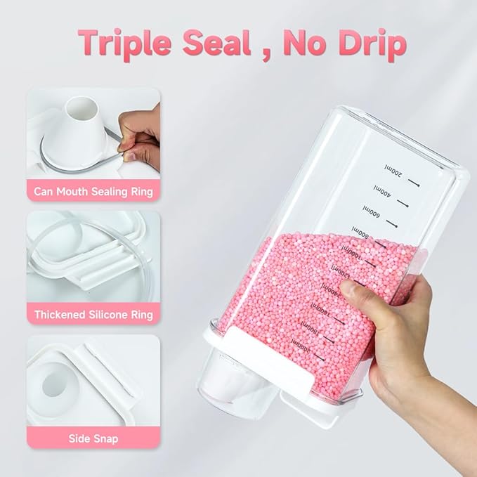 Tokokimo Laundry Powder Dispenser, Laundry Detergent Dispenser for Laundry Room Organization and Storage, Laundry Beads Container, Suitable for Scent Beads, Washing Powder