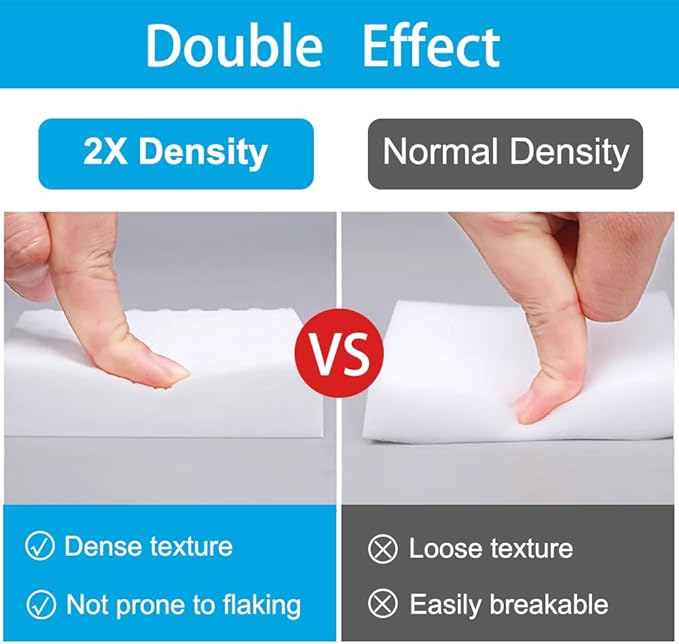 Magic Sponge Erasers, 100 Pack 2X Density Stronger Melamine Sponge Foam Pads, Multi-Functional Household Cleaning Cleaner for Kitchen, Bathroom, Bathtub, Sink, Wall Cleaner