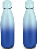 25oz Cola-Bottle Shaped Stainless Steel Leak-proof Water Bottle,Double Wall Vacuum Insulated Metal,Travel Mug For Sports Indoors & Outdoors,BPA-Free Kids Flasks,Green Blue(2 Pack)