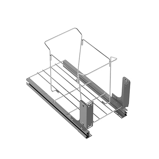 Dowell B15 Aluminum Base Wastebasket Pullout with Door Mount and 35Qt/9Gal Plastic Bin (4012 0115+35)
