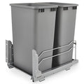 Rev-A-Shelf Double Pullout Trash for Full Height Kitchen Cabinets 50 Quart 12.5 Gallon with Soft-Close Slides, Metallic Silver, 53WC-2150SCDM-217