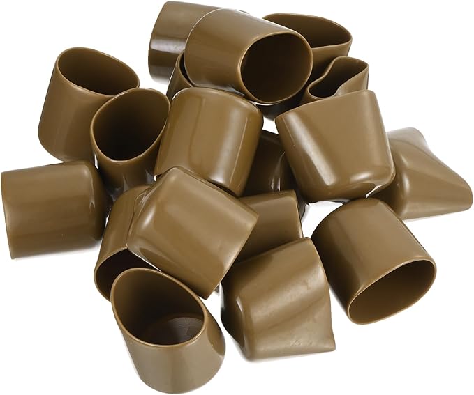 uxcell 20pcs Rubber End Caps 30mm(1 3/16") ID Vinyl PVC Round Tube Bolt Cap Cover Screw Thread Protectors Light Brown