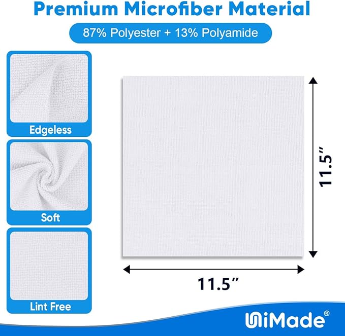 Shop Towel Rags, 50 Pack Reusable Shop Rags Bulk Microfiber Cleaning Cloth Lint Free Cleaning Towels for Car Kitchen Automotive Bar Mechanic Restaurant Garage, 11.5"x 11.5", White