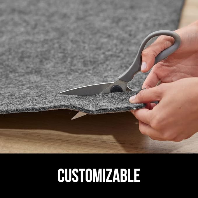 GORILLA GRIP Felt and Natural Rubber Stay in Place Slip Resistant Rug Pad, 1/8in Thick, 7x10 FT Protective Padding Under Area Rugs, Cushioned Gripper Pads, Carpet Runners, Hardwood Floors Protection