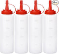 Condiment Squeeze Bottles Ketchup Dispenser, 4 Pack 8oz Squeeze Bottles for Liquids, Plastic Sauce Bottle with Cap Lid, Squirt Bottles for Sauces Liquids BBQ Dressing Pancake Art