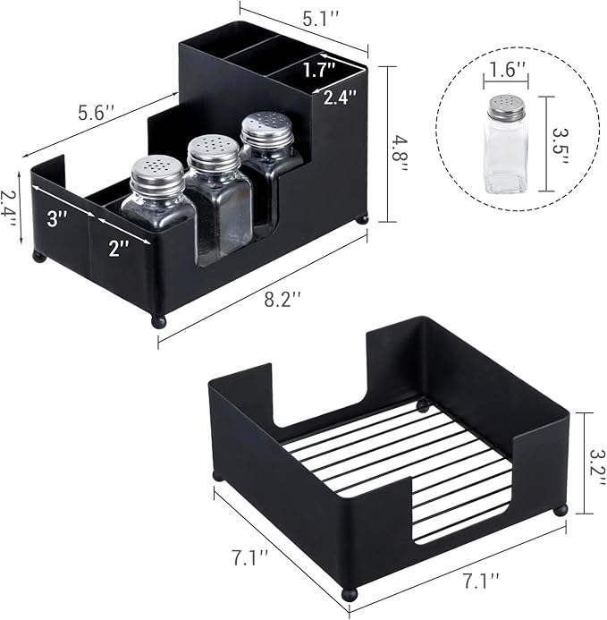 MyGift Modern Brass Tone Metal Tabletop Commercial Folded Paper Towel Holder Dispenser Tray (Matte black set)