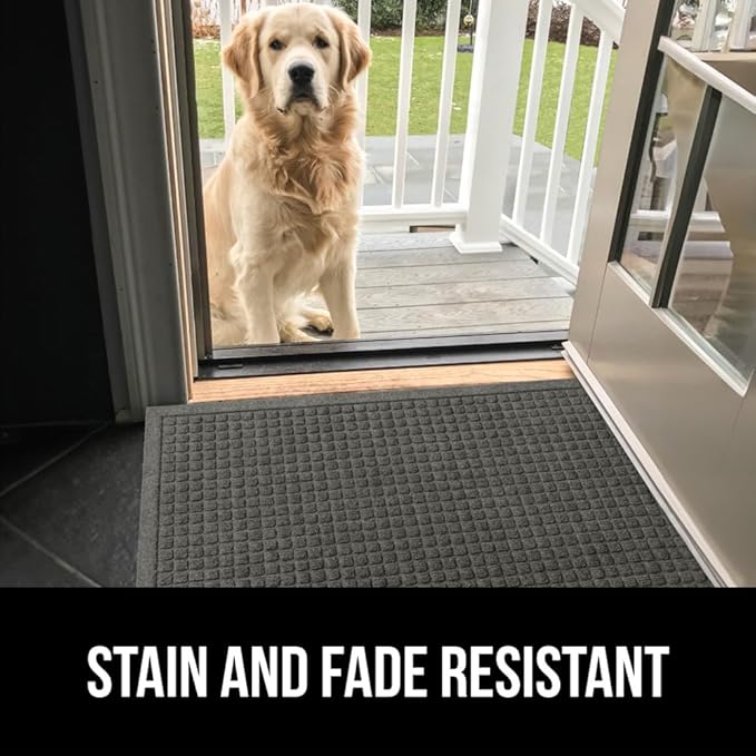 GORILLA GRIP Front Door Mat, 72x24, Indoor Outdoor Ultra Absorbent HydroAbsorb Doormat, Absorbs Up to 2.75 Cups of Water, Stain and Fade Resistant, Rubber Backing Doormats, Captures Dirt, Gray