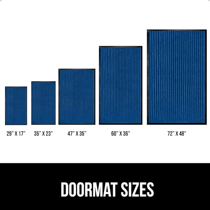 GORILLA GRIP Traffic Guard Door Mat, 72x48, Heavy Duty Welcome Mats, Commercial Office Space Doormat, Waterproof, Fade Resistant, Strong Rubber Backing, Low Profile, Shoe and Boot Scraper, Blue