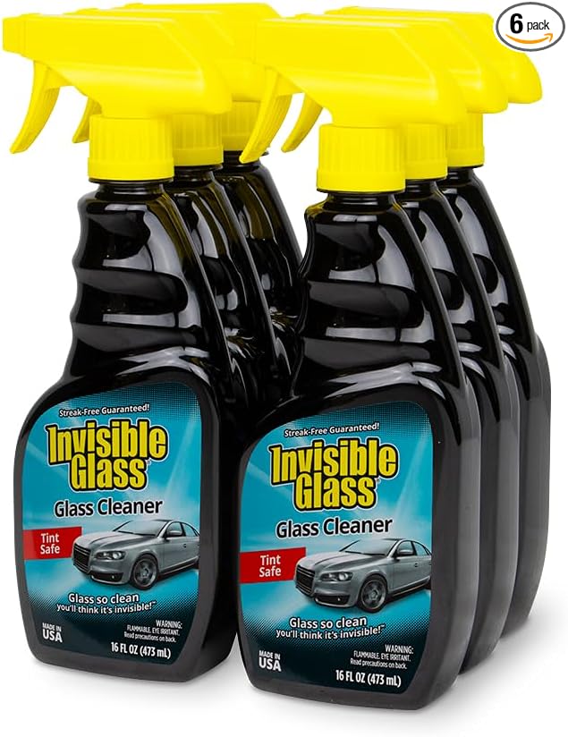 Invisible Glass 92163-6PK Premium Glass and Window Cleaner for Auto and Home Cleans Glass, Windows, Windshields, and More, Streak-Free, Ammonia-Free, Tint-Safe, 16 fl oz (Pack of 6)