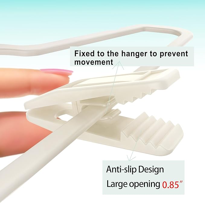 Hanger Clips Perfect for Velvet Hangers (Beige, 80 PCS), Strong Plastic Clips Pant Skirt Hanger Clips for Beige Flocking Felt Hangers