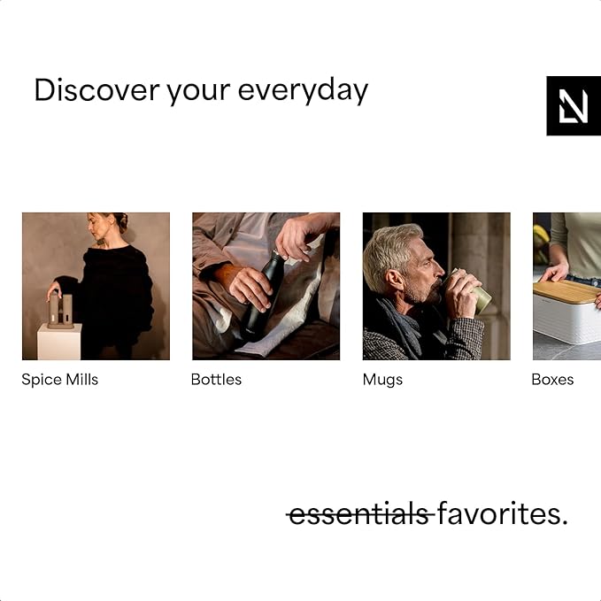 LARS NYSØM Stainless Steel Insulated Water Bottle 12oz 17oz 25oz 34oz 51oz | Insulated Thermo Flask for Hot and Cold Beverages | Leakproof Drinking Bottle (Carbon Black, 33.9oz)