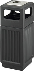 Safco Canmeleon Trash Can, 30 Gallons, Indoor and Outdoor Use, Durable & Weather-Resistant Commercial Garbage Can with Ashtray, Black