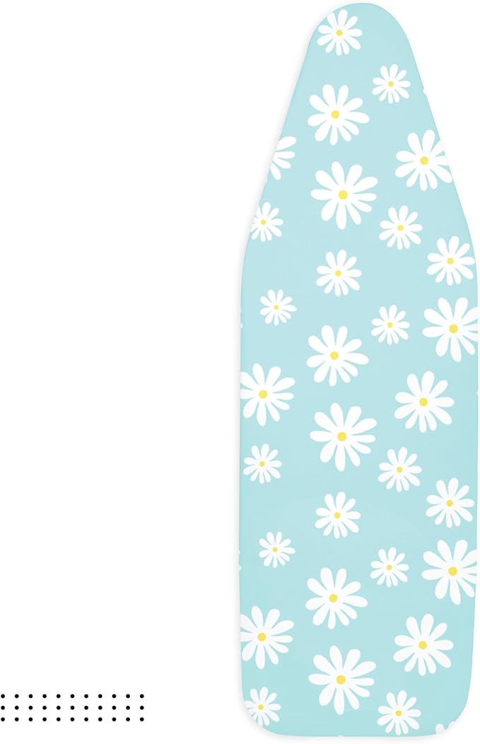 Encasa XO Ironing Board Cover and Pad 57"x22" - Thick 3mm Felt Padding, Drawstring Tightening & Lock, Easy Fit, Scorch & Stain Resistant, Fits X-Large Ironing Board - Daisy Blue