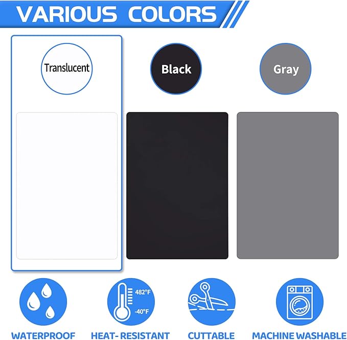 Warome Silicone Mat,36"x 23.6" Table Protector Craft Mat for Painting, Clay, Projects, Arts and Crafts, Soldering and Resin, No Creases Counter Mat-White Translucent