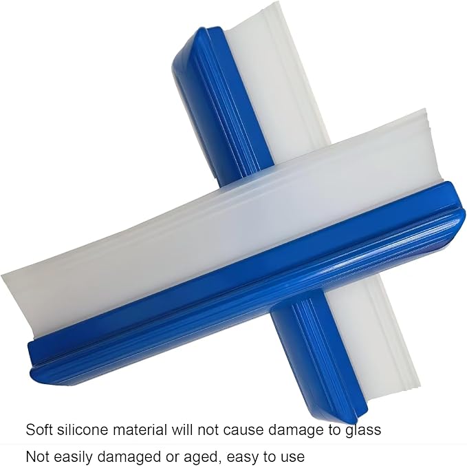 2pack 12inch Car Drying Squeegee Water Blade Universal Quick Drying Squeegee Wiper Flexible T-Bar Water Blade Silicone Squeegee for Car,Glass,Windshield,Bathroom Blue Handle
