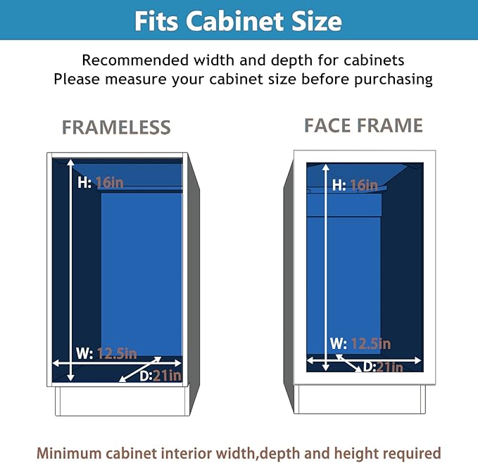 LOVMOR 2 Tier Individual Pull Out Cabinet Organizer 11" W x 18" D, Slide Out Kitchen Cabinet Storage Sliding Shelves