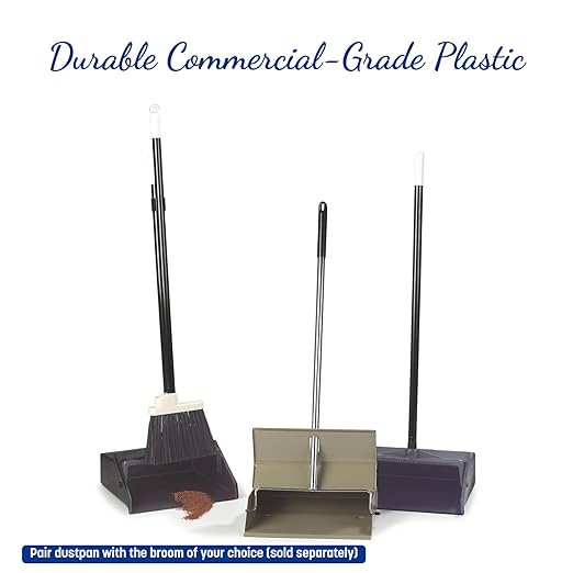 Carlisle FoodService Products Duo-Pan Upright Dust Pan with Serrated Yoke for Home, Restaurants, Kitchen, Lobby, And Office, Plastic, 30 Inches, Black