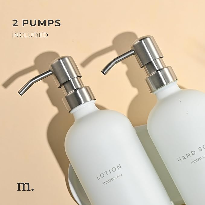 MaisoNovo Soap Pump Replacement - 2X Silver Metal Soap Dispenser Pumps - Stainless Steel