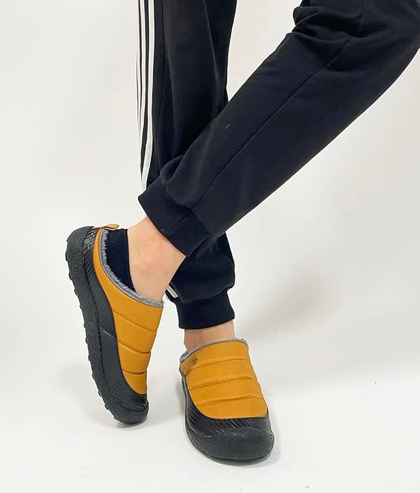 Womens Mens House Slippers Slip on Snow Winter Warm Fully Fur Lined Slippers Indoor Outdoor Shoes