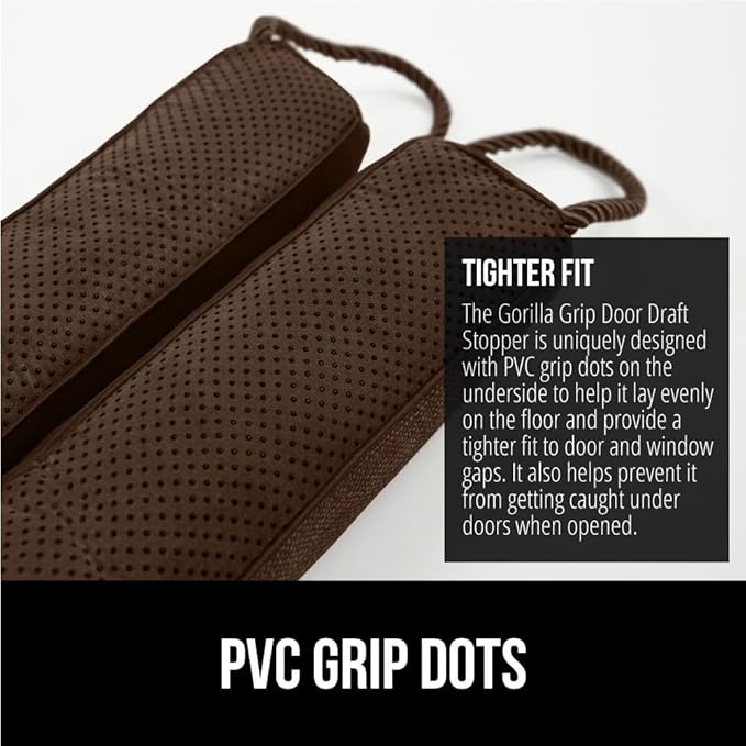 GORILLA GRIP Door Draft Stopper for Bottom of Doors, Weather Stripping Seal Blocks Hot Air, Noise, Bugs, Keeps Cold AC in, Sound Proofing Easy Install Gap Filler, Home Essentials, 36 Inch, Brown