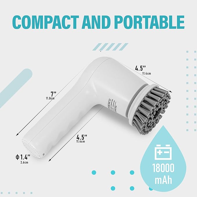 Electric Spin Scrubber,Cordless Cleaning Brush Scrubber for Home, IPX7 Waterproof with 5 Replaceable Brush Heads and Adjustable Removable Extension Handle