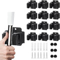 12PCS Broom and Mop Holder, Heavy Duty Garden Tool Organizer Rack Rake and Shovel Handle, Stainless Steel Mop Hanger. Wall Mounted with Screws.Matte Black