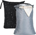 OTraki 2Pcs Exlarge Wet Bag 24x32 inch Reusable Waterproof Wet Dry Bag with Zipper Handle Wet Clothes Blanket Bedding Coat Sweater Machine Washable Laundry Bag for Travel Hotel Camping, Black & Grey