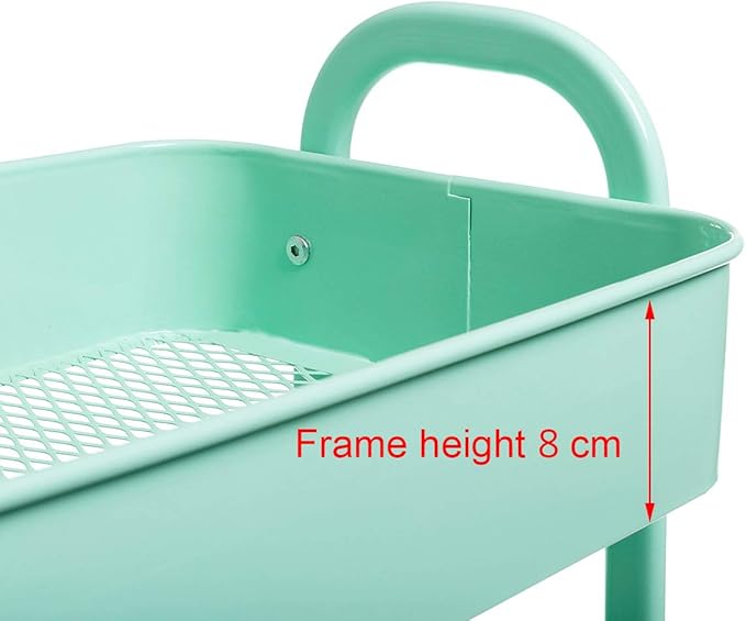 AGTEK Makeup Cart, Movable Rolling Organizer Cart, Macaron Blue 3 Tier Metal Utility Cart