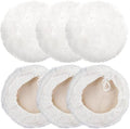 Linkstyle 6PCS 7 Inch Wool Buffing Pads Kit, Lambs Wool Polishing Bonnet Pads with Drawstring, Drill Buffer Polisher Attachment for Car Detailing, Furniture, Glass, Metal, DIY Polishing