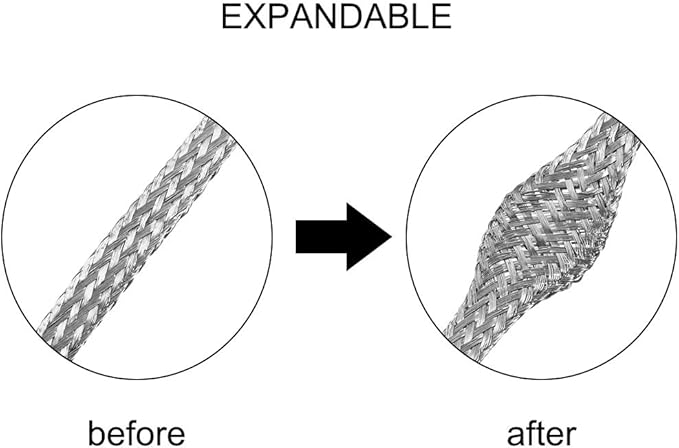 uxcell 3.3Ft - 13/64 Inch 304 Stainless Steel Sleeving Expandable Hose Cover