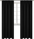 BGment Thermal Insulated Blackout Curtains 84 Inches Long for Bedroom - Rod Pocket Room Darkening Curtain for Living Room, 42 x 84 Inch, 2 Panels, Black