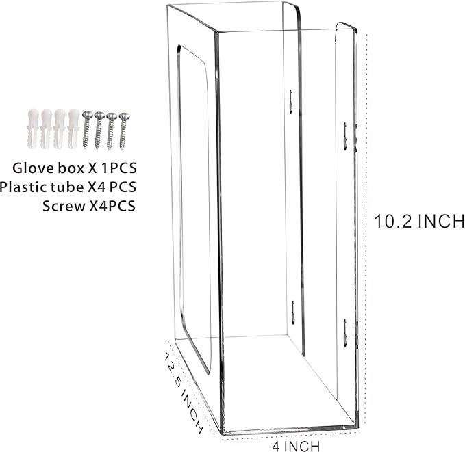 Cq acrylic Clear Wall Floating Glove Rack and Glove Box Dispenser Holder 10.2”x12.5”x3.5” Pack of 1