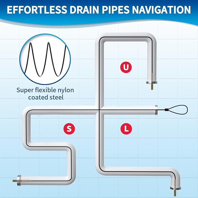 30 Inches Drain Snake Hair Clog Remover, Upgraded Anti-break Metal Plumbing Snake with Nylon Layer, Drain Hair Remover for Shower Drain, Bathroom Clogs, Kitchen Sink Drain Cleaning(5 Pack)