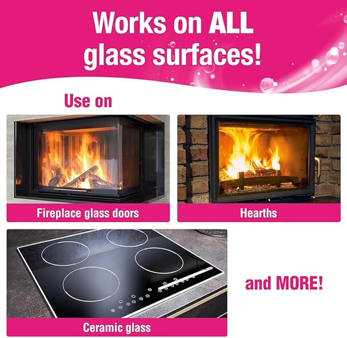 Quick N Brite Fireplace Glass Cleaner 24oz, Nonabrasive Cleaning Spray for Fireplace Glass, Oven Glass, Glass Cooktops, Ceramic-Glass, Microwave Glass
