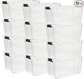 Sterilite 12-Pack Ultra Latching Box, Storage Bins with Lids, Clear Plastic, 70 Quart - Heavy-Duty Organizing Containers for Closet, Bathroom, and Office