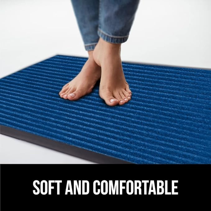 GORILLA GRIP Traffic Guard Door Mat, Heavy Duty Welcome Mats, Commercial Office Space Doormat, Waterproof, Fade Resistant, Strong Rubber Backing, Low Profile, Shoe and Boot Scraper, 35x23, Blue