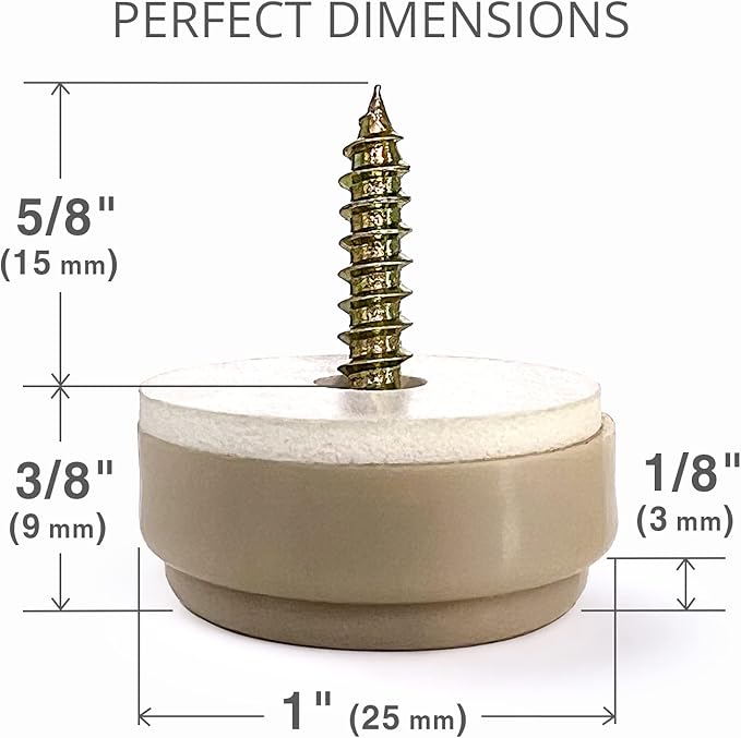 Chair Glides X-PROTECTOR – 16 PCS 1" Furniture Glides – Screw-On Chair Sliders – Premium Chair Leg Floor Protectors – Slide Furniture Effortlessly on All Floor Types with Small Furniture Sliders!