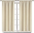 BGment Beige Blackout Curtains 40 Inches Long for Kitchen Window - Short Thermal Insulated Drapes with Rod Pocket Darkening Privacy for Basement Cafe Bedroom, 42 x 40 Inch, 2 Panels