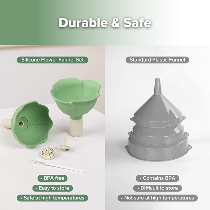 Haakaa Silicone Flower Funnel Set – Small Funnels for Filling Small Bottles, Funnels for Kitchen Use Filling Bottles, Kitchen Funnel Set, Kitchen Gadgets Accessories