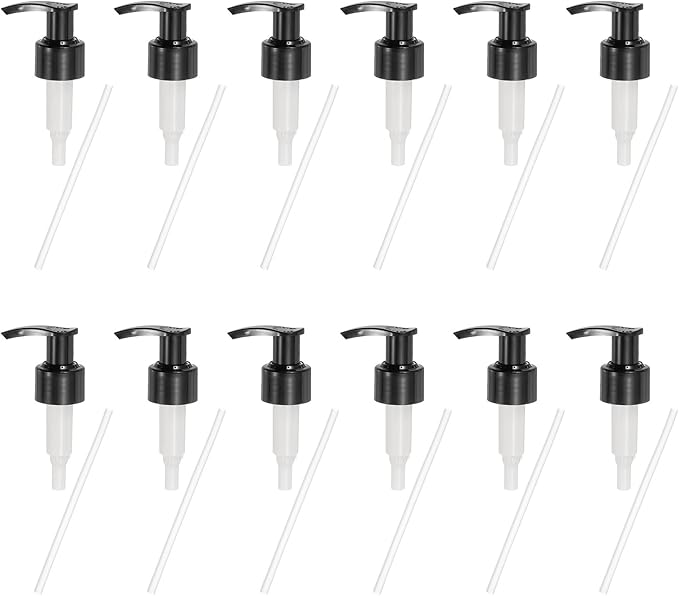 uxcell 12 Pcs Soap Dispenser Pump Heads Soap Dispensers Top Pumps Replacement Switch Pumphead for Standard 24/425 Neck Size Lotion Shampoo Bottle, Black