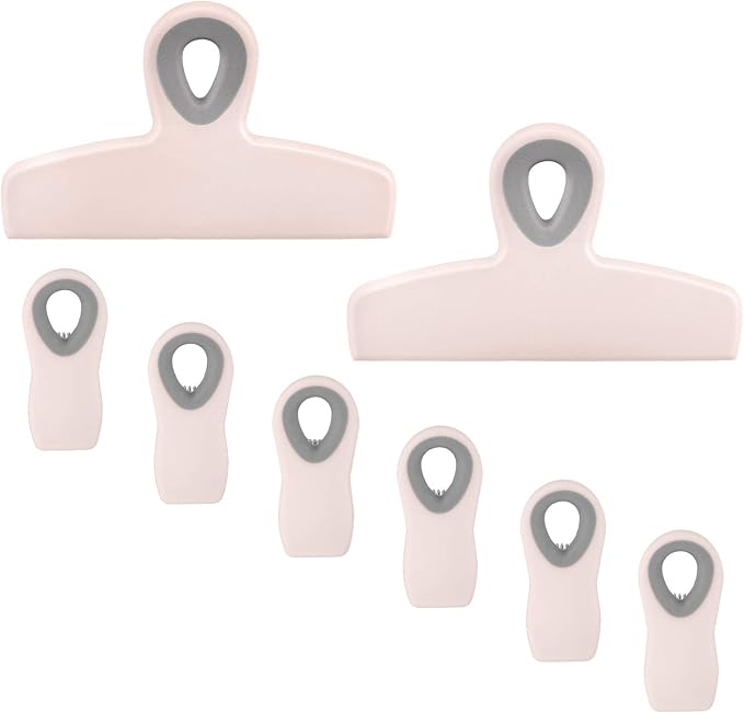 COOK WITH COLOR Bag Clips - Heavy Duty Chip Clip and Refrigerator Magnet Clips for Food Storage with Air Tight Seal Grip, Pink, Pack of 8