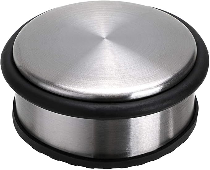 Sumnacon Heavy Duty Floor Door Stopper No Drill, Durability Stainless Steel Door Stops with Anti-Skid Rubber - Contemporary Decorative Safety Door Wedge for Home Office Commercial Industrial, Silver