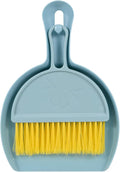 Small Broom and Dustpan Set,mini Compact Portable, for Home, Sofas, Kitchen countertops, Storage Shelves, Office desks, bathrooms, and pet Areas (Blue)